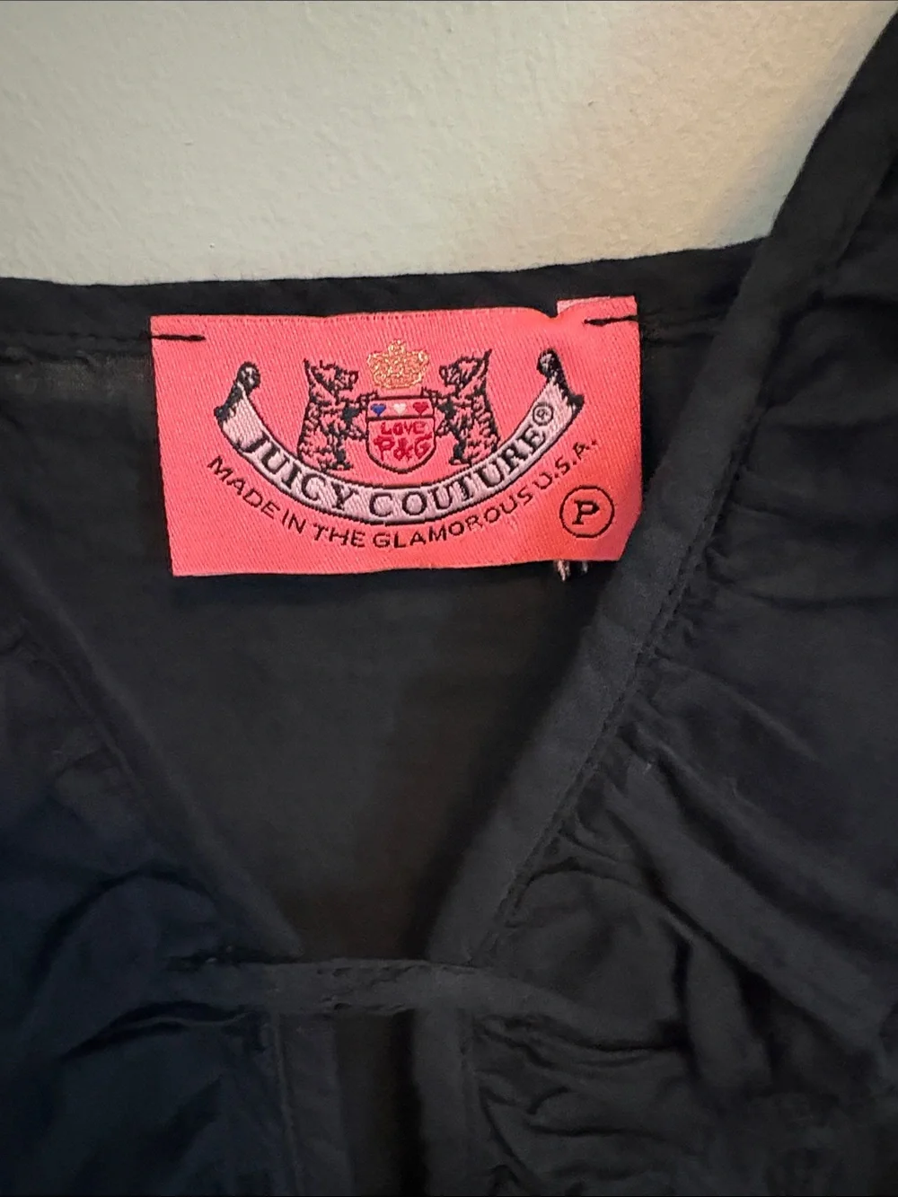Juicy Couture Black V-Neck Slip Dress/coverup with Pink Logo Tag